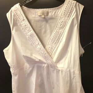 Talbots Classic White sleeveless top blouse Size Large Petite